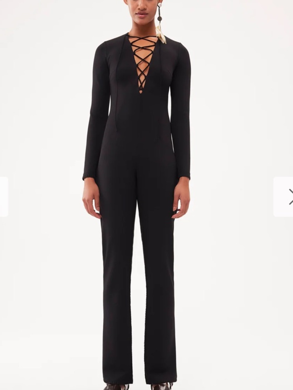 Anim suki black long sleeve lace up jumpsuit